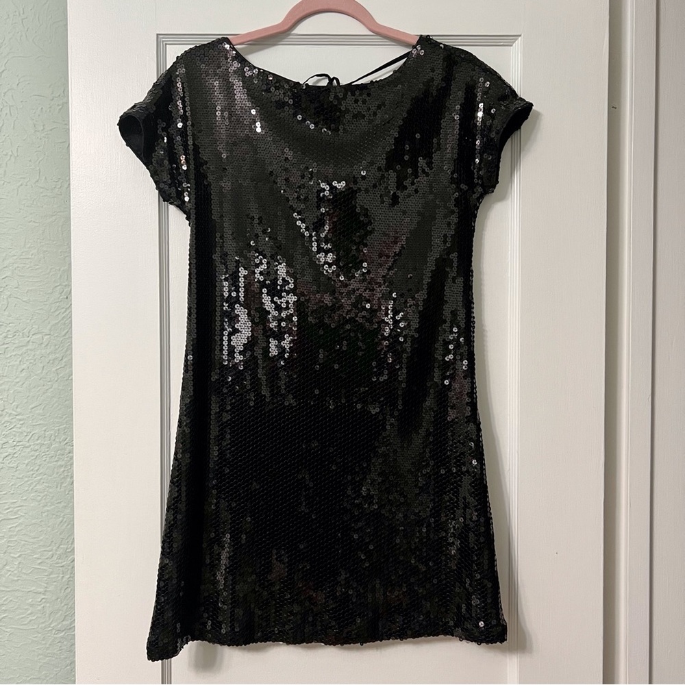 Donna Morgan Black Sequin Shift Dress - Picture 3 of 9